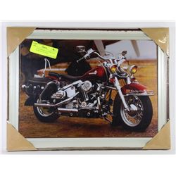 HARLEY DAVIDSON MOTORCYCLE FRAMED METAL PICTURE
