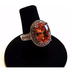 MORGANITE & CLEAR TOPAZ RING SIZE 7