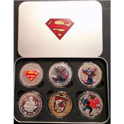 SET OF 6 SUPERMAN TOKENS  WITH DISPLAY BOX