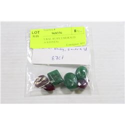 #34-NATURAL RUBY,EMERALD 87TCW ( 6 STONES)