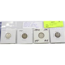 GEORGE V SILVER DIMES 1929-31-32-33   X4