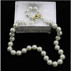 #44-SEA SHELL PEARL NECKLACE SILVER GRAY