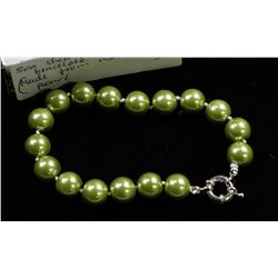 #49-SEA SHELL PEARL PERIDOT BRACELET