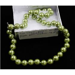 #37-SEASHELL PEARL PERIDOT NECKLACE