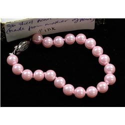 #48-SEA SHELL PEARL BRACELET PINK