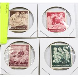 SET OF 4 GERMAN NAZI RED CROSS STAMPS