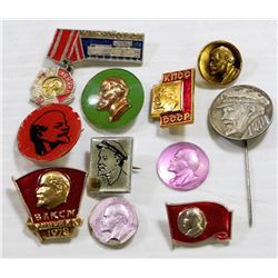BAG WITH RUSSIAN COMMUNIST LENIN PINS