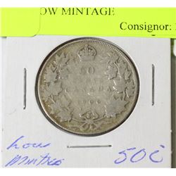 1906 EDWARD VII SILVER 50 CENTS-LOW MINTAGE