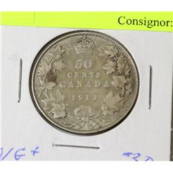 1913 GEORGE V SILVER 50 CENTS