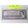 Image 1 : UNC 1954 MISCUT TEN DOLLAR BANKNOTE