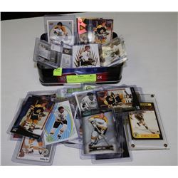 HOCKEY TIN WITH OVER 30 BOBBY ORR CARDS