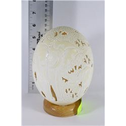 SIGNED HAND CARVED OSTRICH EGG