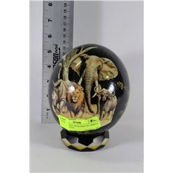 OSTRICH EGG WITH MAP OF AFRICA & ELEPHANTS