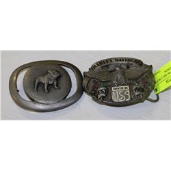 TWO PEWTER 1989 BELT BUCKLES INCLUDING