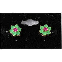 #16-925 SILVER GOLD PLATED NATURAL RUBY,EMERALD
