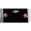 Image 1 : #19-9K SOLID GOLD NATURAL RUBY &CZ EARRINGS