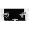 Image 1 : #21-9K SOLID GOLD NATURAL RUBY & EMERALD EARRINGS