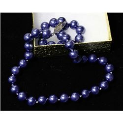 #47-SEA SHELL PEARL NECKLACE BLUE