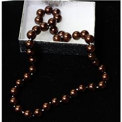 #40-SEA SHELL PEARL NECKLACE BROWN