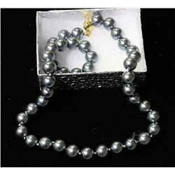 #43-SEA SHELL PEARL GREY NECKLACE