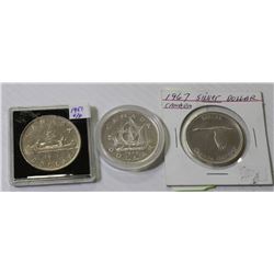CANADIAN SILVER DOLLARS X3