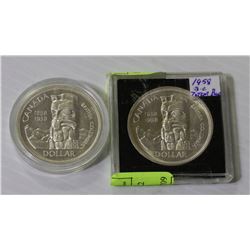 1958 CANADIAN SILVER DOLLAR X2
