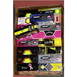 FLAT OF ASSORTED COLOURED RECLAIMED GOLF BALLS