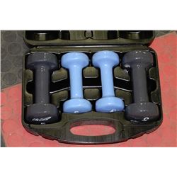 SET OF LIFEGEAR DUMBELLS IN CASE INCL. 2-3LB,2-5LB