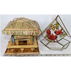 TRAY WITH TWO BIRD FEEDERS