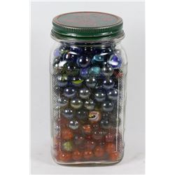 VINTAGE NABOB JAR FILLED WITH VINTAGE MARBLES