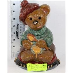 VINTAGE CAST IRON HONEY BEAR DOOR STOP - HEAVY