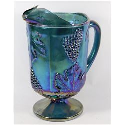 LARGE CARNIVAL GLASS JUICE PITCHER