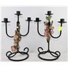 Image 1 : PAIR OF CANDLE HOLDERS FLOWERED
