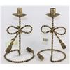 Image 1 : PAIR OF CANDLE HOLDERS SINGLE GOLD TONE