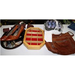 BOX OF WOMENS FASHION ITEMS & HOUSEHOLD INCL