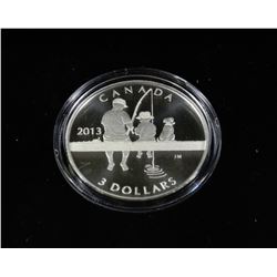 2013 FINE SILVER GONE FISHING CANADA $3 PROOF COIN