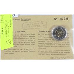 1996 MINT SEALED CANADA $2 DOLLAR TEST TOKEN W/COA