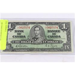 1937 BANK OF CANADA $1 DOLLAR NOTE
