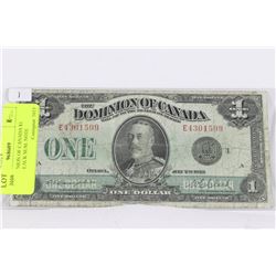 1923 DOMINION OF CANADA $1 DOLLAR BLACK SEAL NOTE