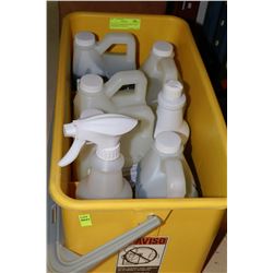 YELLOW CLEANING BUCKET WITH ASSORTED CLEANING