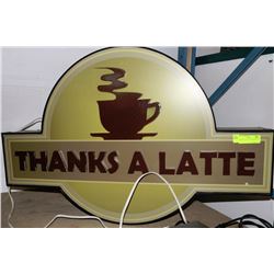THANKS A LATTE LED COFFEE SIGN