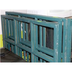LOT OF FIVE GREEN WINDOW FRAMES