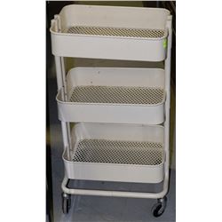 BEIGE 3 TIER SHELF ON CASTORS
