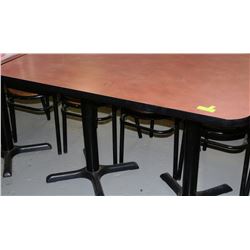 BROWN & BLACK DOUBLE PEDESTAL RESTAURANT TABLE