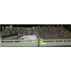 TRAY OF GLASSES & TRAY OF ASSORTED KITCHEN ITEMS