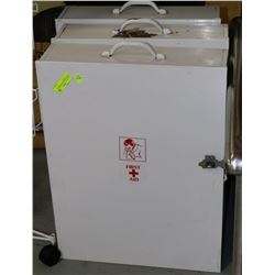 THREE LARGE EMPTY FIRST AID METAL BOXES