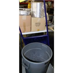 LARGE RUBBERMAID WASTE CAN & SNOW SCOOP