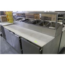 REFRIGERATED 8' 3 DOOR PIZZA PREP TABLE W/ SINK,