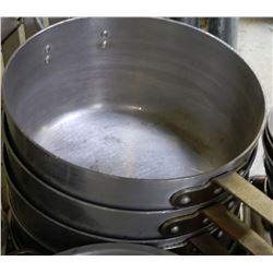 LOT OF 5 LARGE DOUBLE HANDLE POTS  NO LIDS