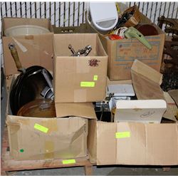 PALLET OF KITCHENWARE, TEAPOTS, MIXERS, ETC.